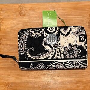 Vera Bradley turn lock wallet Black and Cream Quilted Wallet midnight paisley